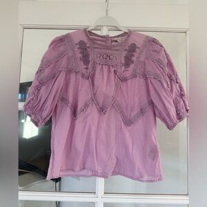 Anthropologie Embroidered Beautiful Lavender Women's Top